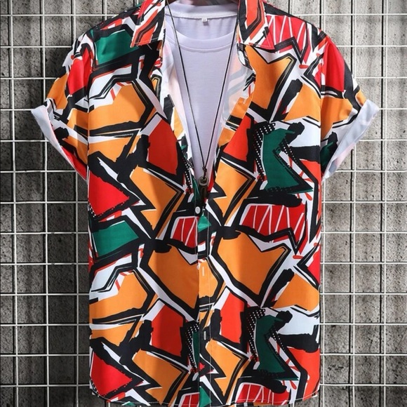 Multicolor Casual Men’s Random Allover Print Shirt